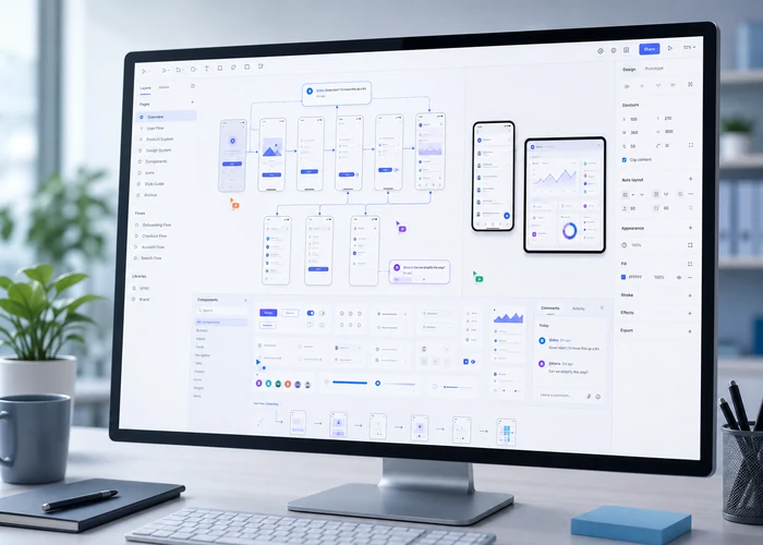 Equipo revisando el diseño y la construcción de un producto digital